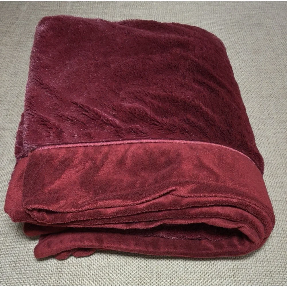 Restoration Hardware Throw Blanket Red Cozy Plush Shiny 60x70